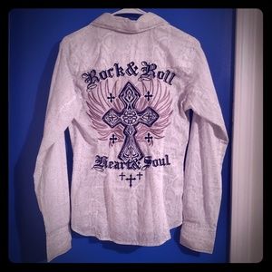 SOLD-Embroidered snake cowgirl snap bling button down